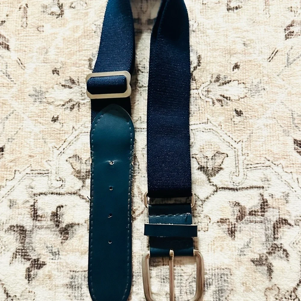 Softball. Baseball. Navy Youth Athletic Belt with Silver Buckle